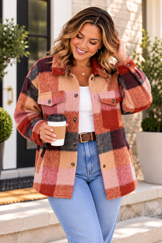 Plaid Button Front Jacket