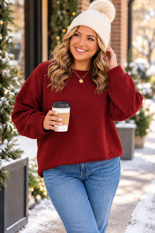 Quilted Round Neck Tunic Top