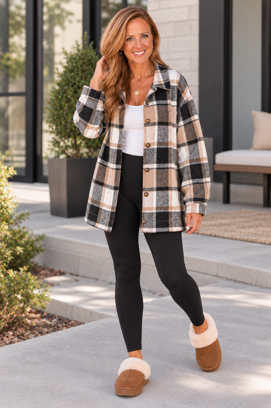 Classic Plaid Button Front Shacket