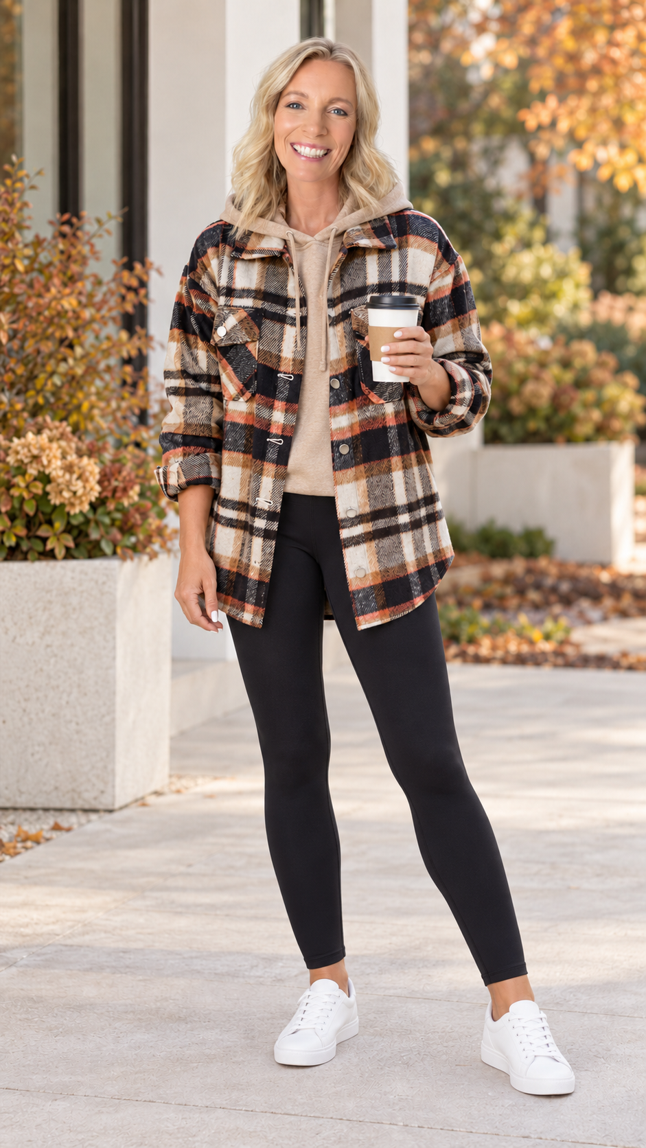 Geometric Plaid Pocket Shacket