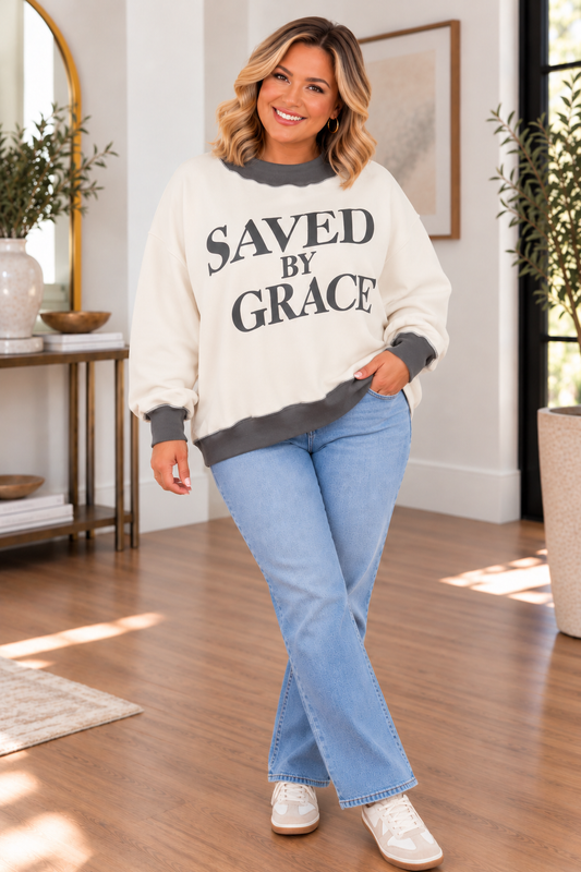 Saved By Grace Colorblock Tunic Sweatshirt