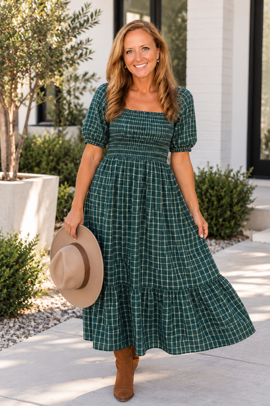 Plaid Smocked Dress