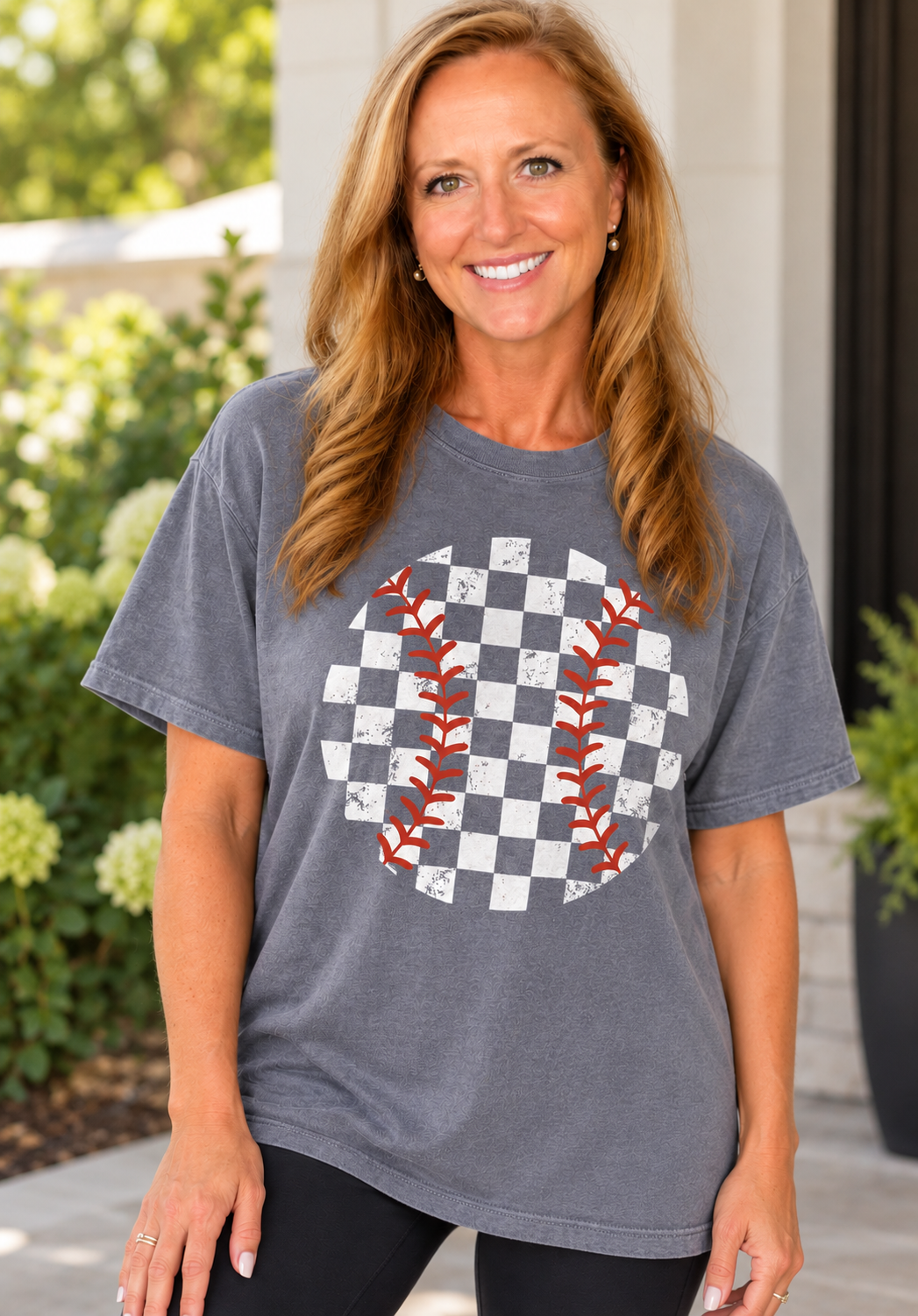 Vintage Checkered Baseball Graphic Tee