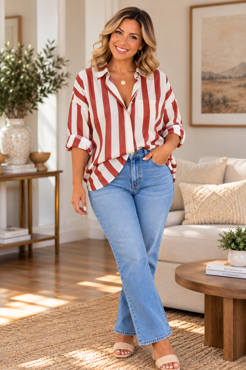 Oversized Striped Long Sleeve Shirt