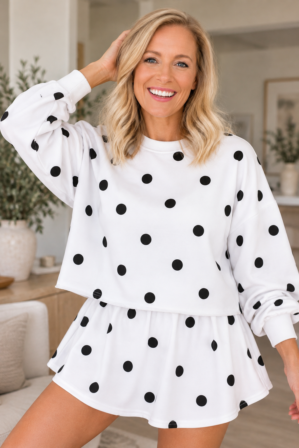 Polka Dot Pullover & Skort Set