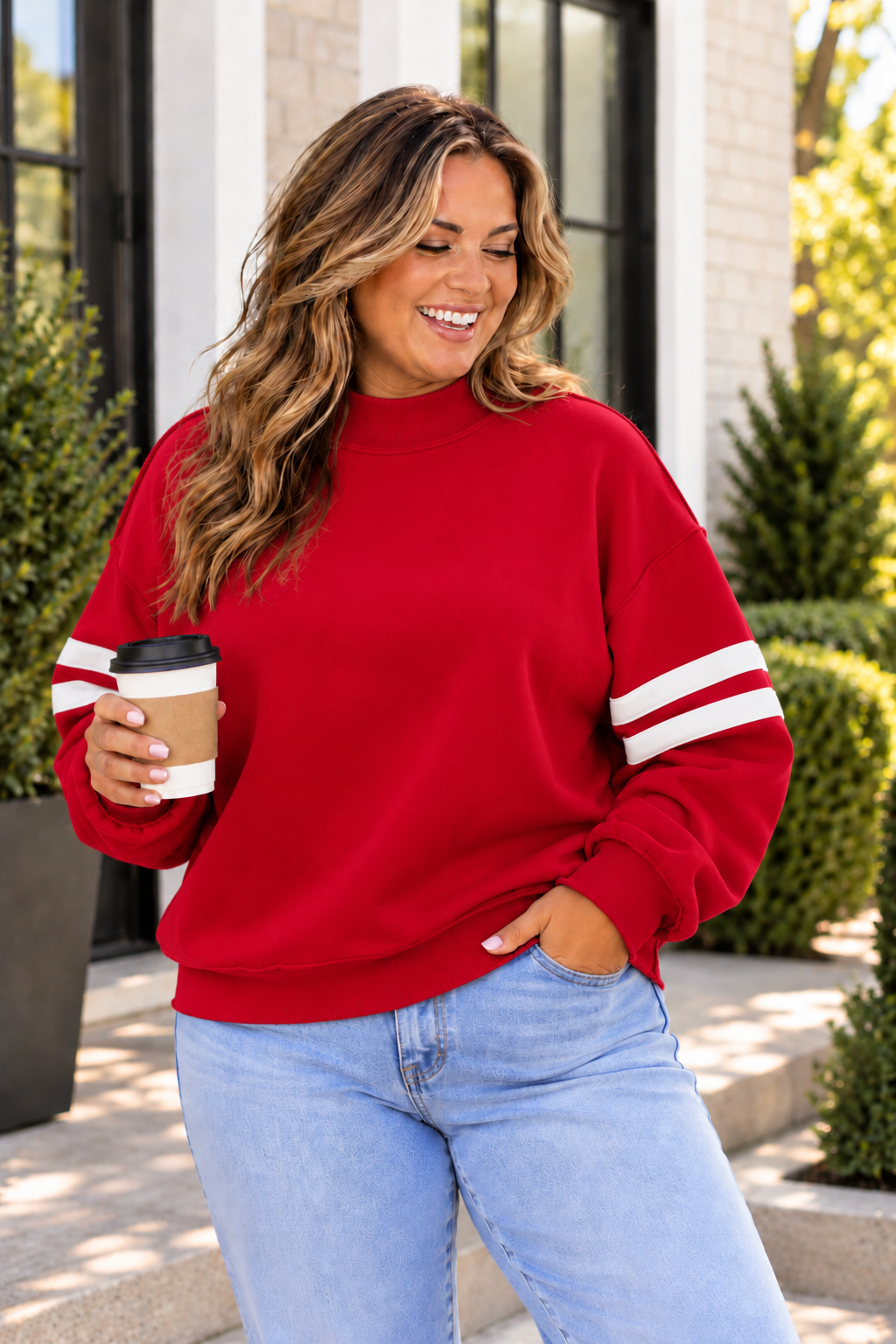 Varsity Stripe Drop Shoulder Sweatshirt