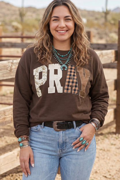 PRAY Patchwork Graphic Tunic Sweatshirt