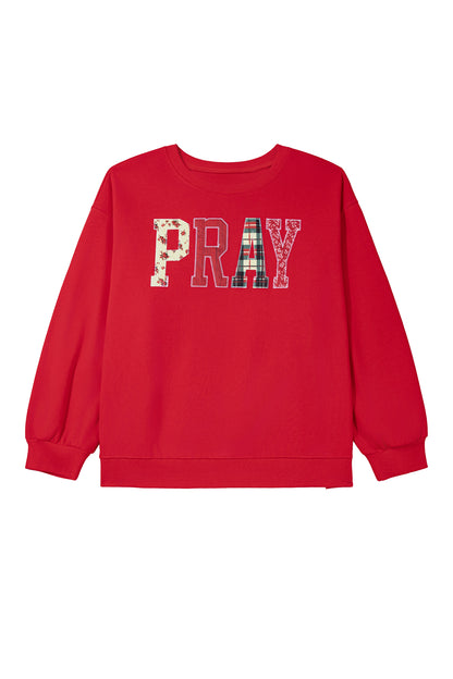 PRAY Patchwork Graphic Tunic Sweatshirt