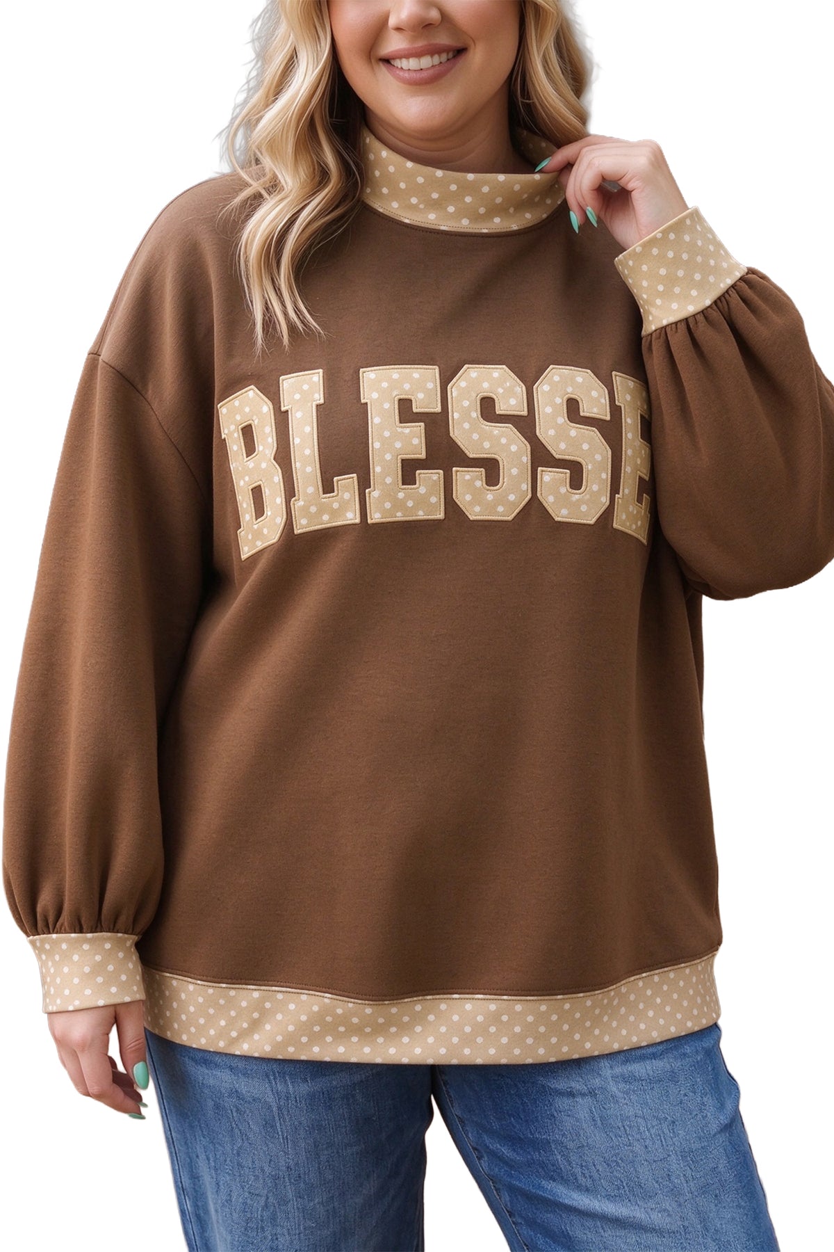 Faith & Blessed Graphic Mock Neck Sweatshirt