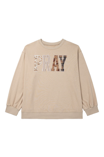 PRAY Patchwork Graphic Tunic Sweatshirt