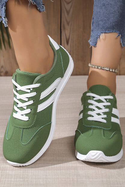 Colorblock Patchwork Lace-Up Sneakers