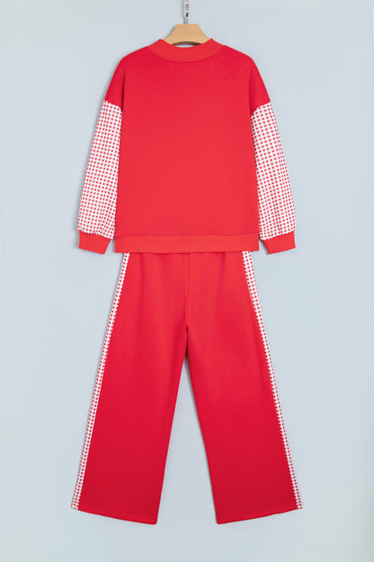 Plaid Contrast Wide Leg Pant Set