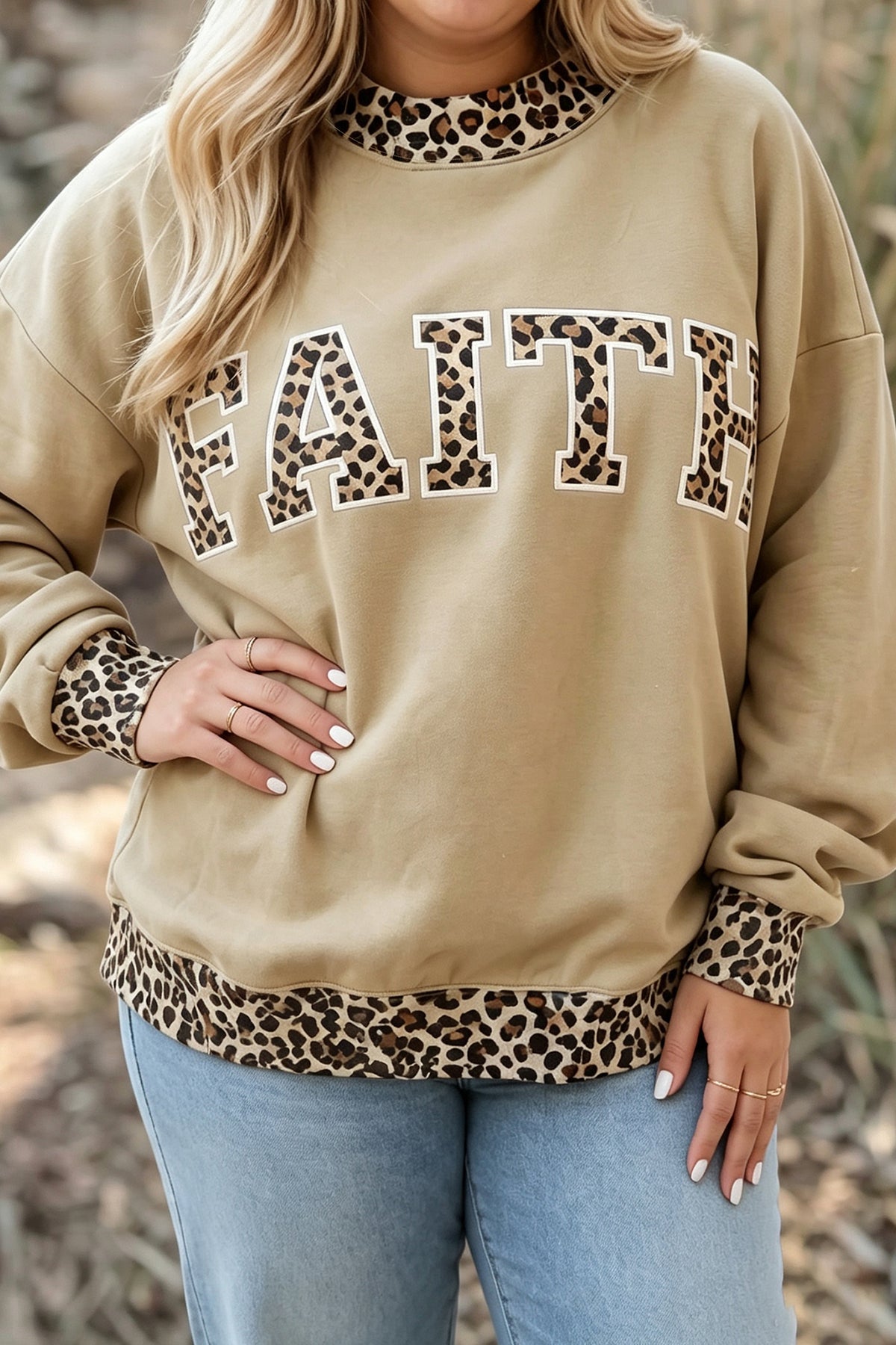 Faith & Blessed Graphic Mock Neck Sweatshirt