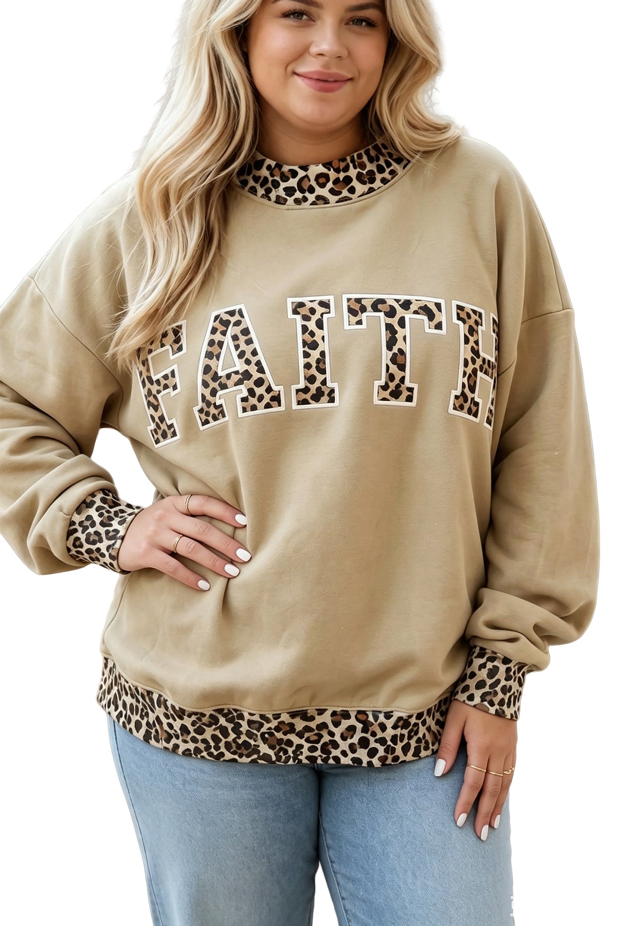 Faith & Blessed Graphic Mock Neck Sweatshirt